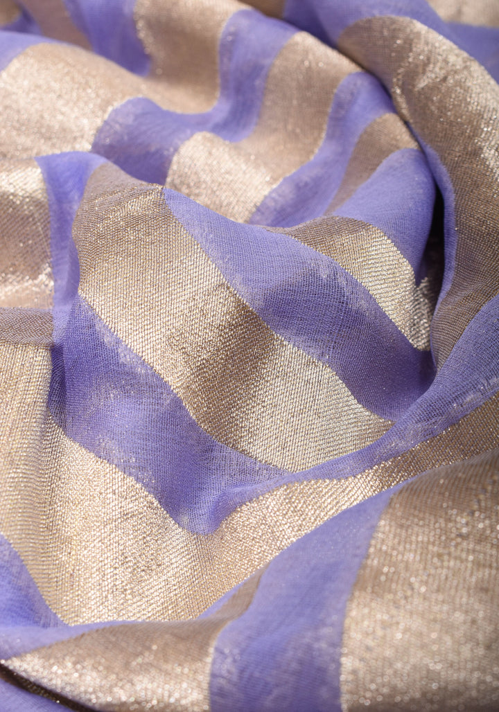 Periwinkle Georgette Saree with Contemporary Swirls Jaal Zari | SILK MARK CERTIFIED
