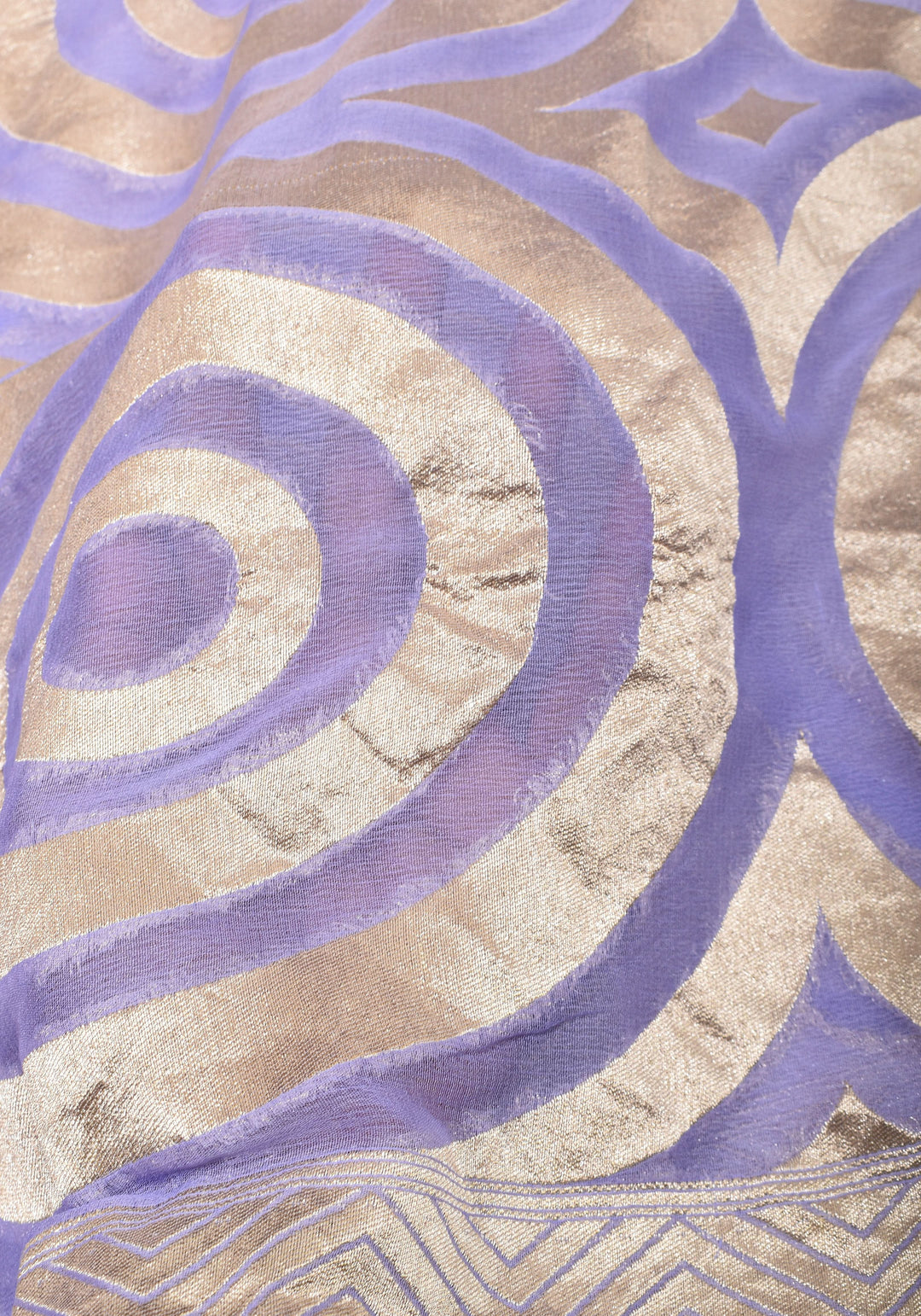 Periwinkle Georgette Saree with Contemporary Swirls Jaal Zari | SILK MARK CERTIFIED
