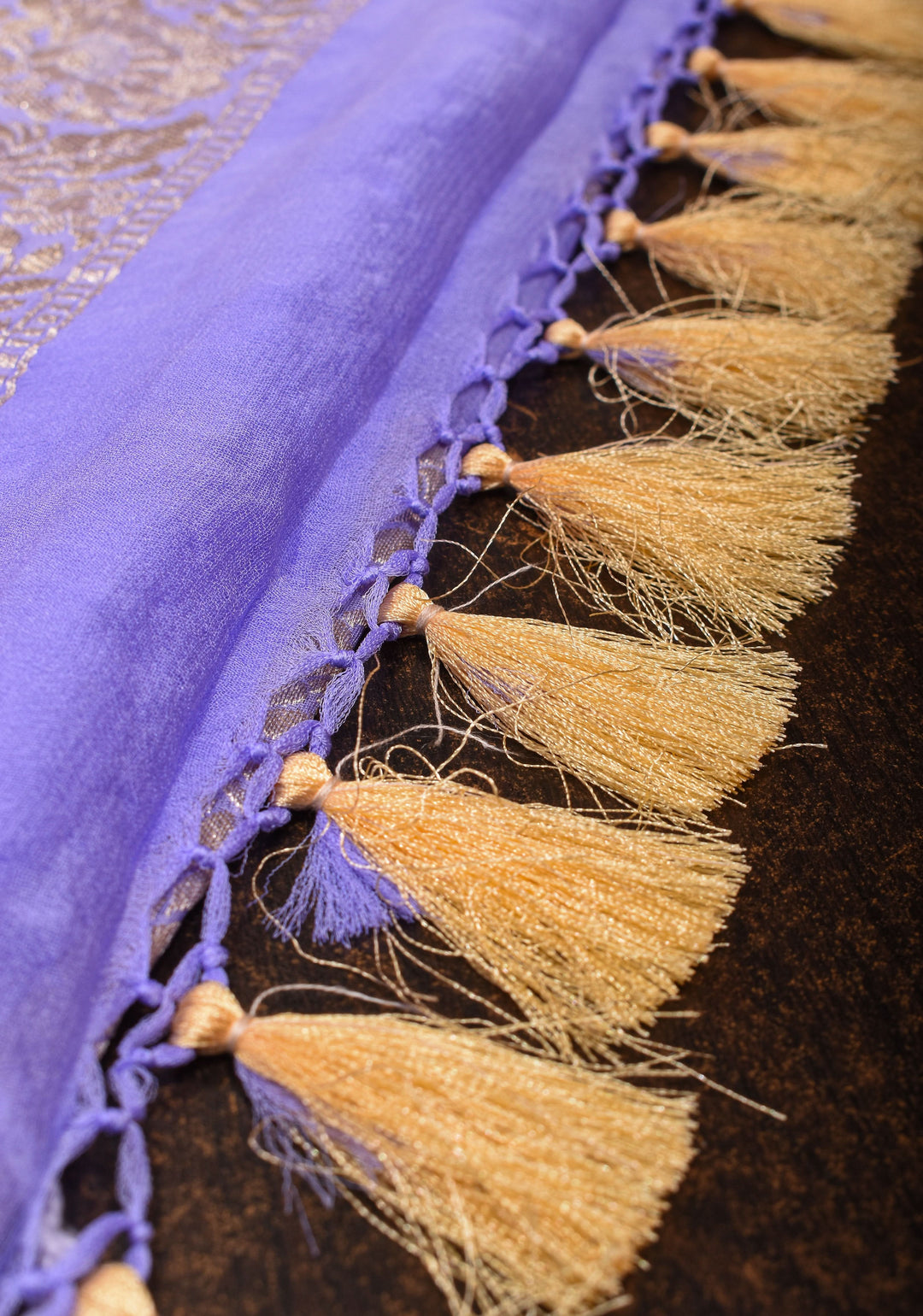 Lilac Pure Banarasi Silk Chiffon Saree with Floral Jaal and Border | SILK MARK CERTIFIED