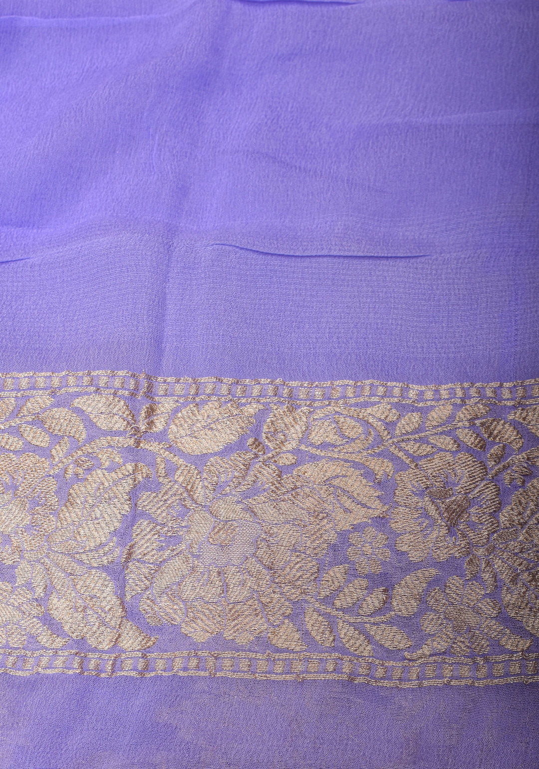 Lilac Pure Banarasi Silk Chiffon Saree with Floral Jaal and Border | SILK MARK CERTIFIED