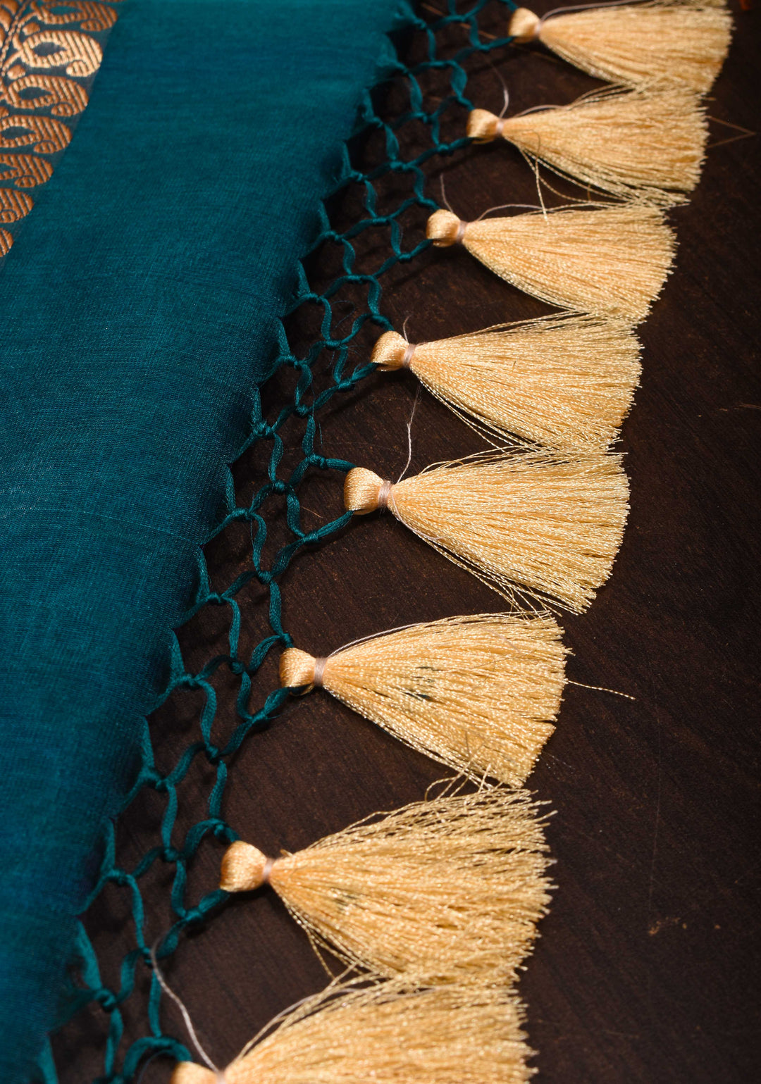 Pure Banarasi Organza Silk Saree in Peacock Blue with Sona Rupa Butta and Zari Border | SILK MARK CERTIFIED
