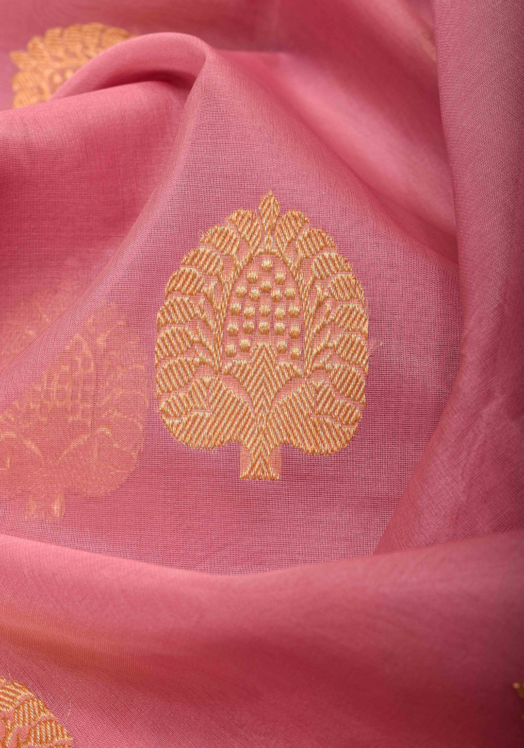 Thistle Pink Banarasi Kora Silk Saree with Sona Rupa Chand Tara Buttas | SILK MARK CERTIFIED