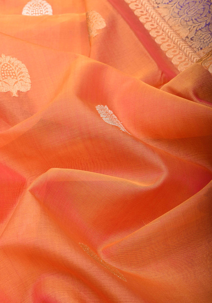 Mustard Dual tone Banarasi Kora Silk Saree with Sona Rupa Buttas and Ganga Jamuna Border | SILK MARK CERTIFIED