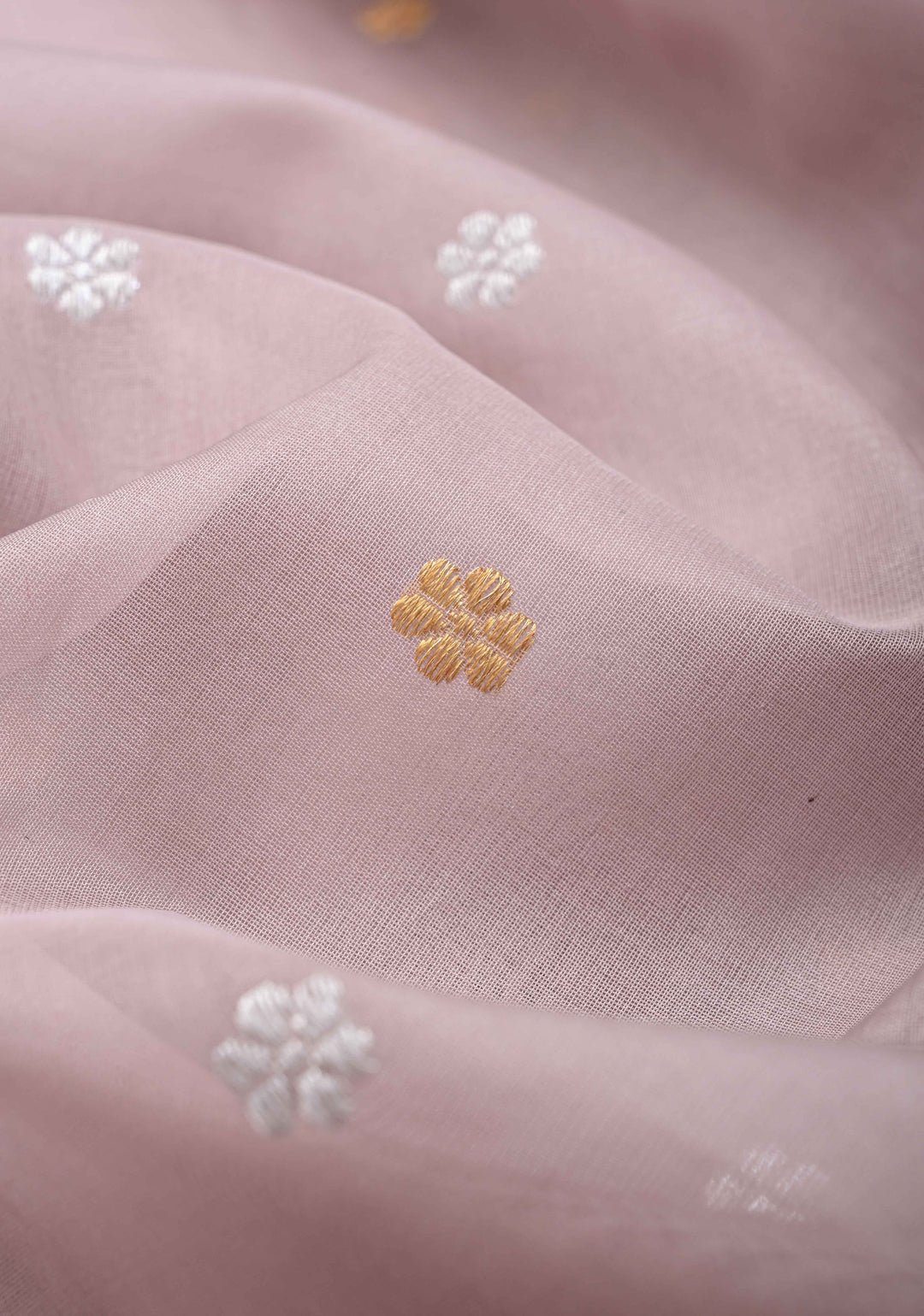 Taupe Banarasi Kora Silk Saree with Sona Rupa Floral Buttas and Zari Border | SILK MARK CERTIFIED