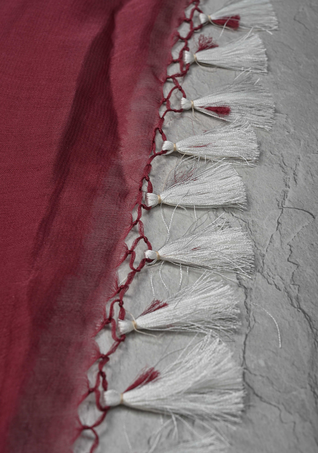 Ombre Pure Silk Banarasi Chiffon Saree in Maroon & Gray with Zari Buttas & Border | SILK MARK CERTIFIED