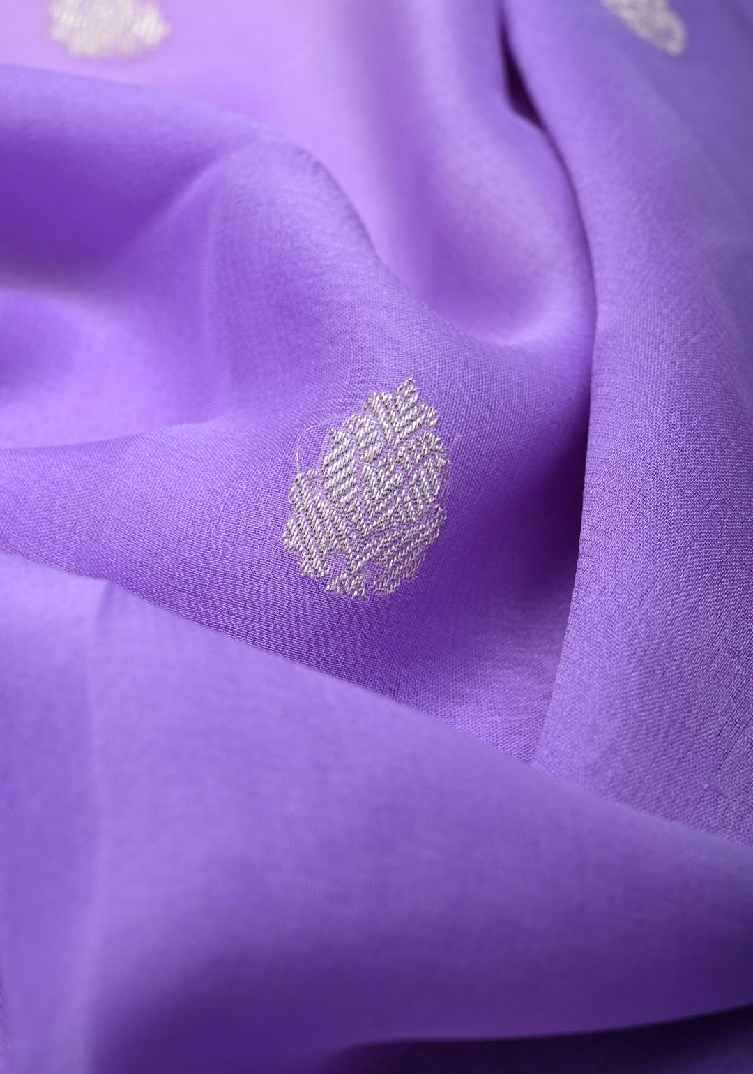 Ombre Pure Silk Banarasi Chiffon Saree in Shades of Pink Purple and Soft Lavender Color with Zari Border | SILK MARK CERTIFIED