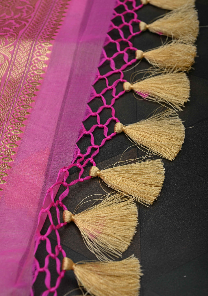 Ivory Pure Organza Banarasi Silk Saree with Sona Rupa Zari Buttas and Ganga Jamuna Borders  | SILK MARK CERTIFIED