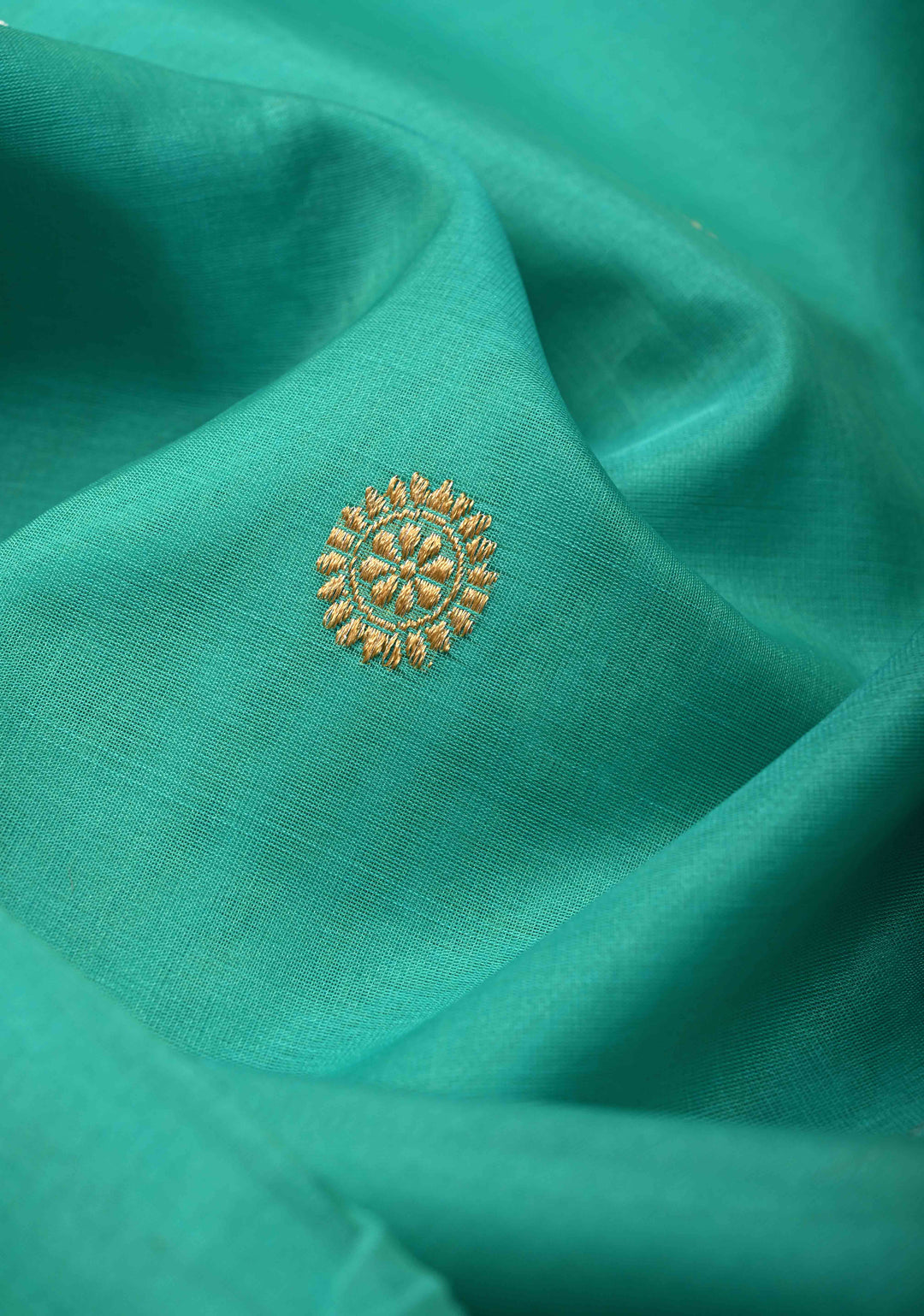Turquoise Exquisite Banarasi Kora Silk Saree with Gold Silver Zari Buttas and Zari Border | SILK MARK CERTIFIED