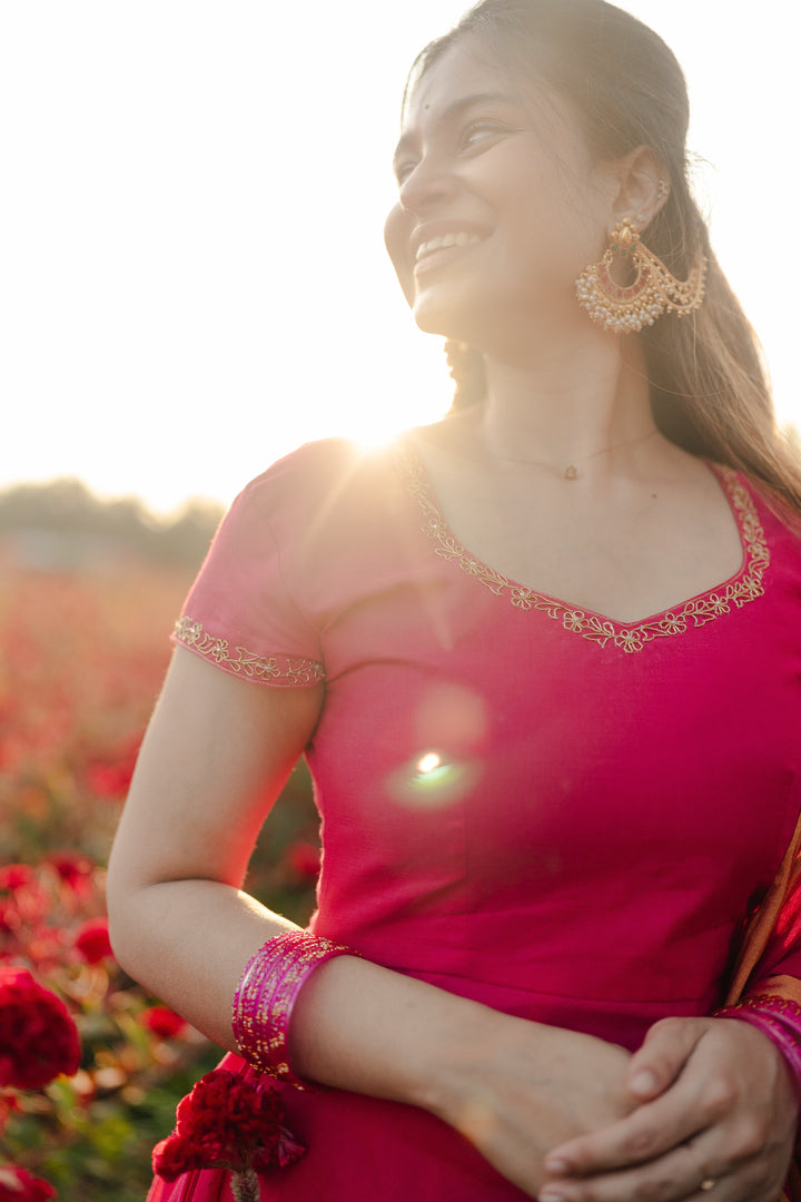 Poorva Anarkali & Dupatta – Festive Traditional Wear | South Indian Ethnic Wear Express | SHOBITAM