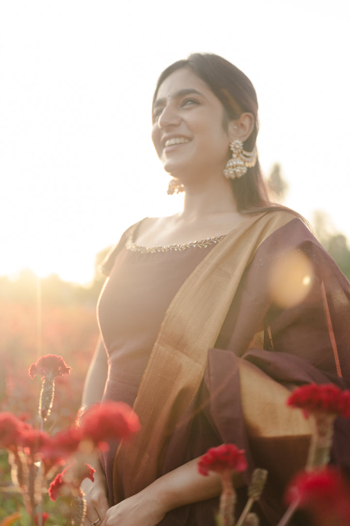Poorva Anarkali & Dupatta – Festive Traditional Wear | South Indian Ethnic Wear Express | SHOBITAM