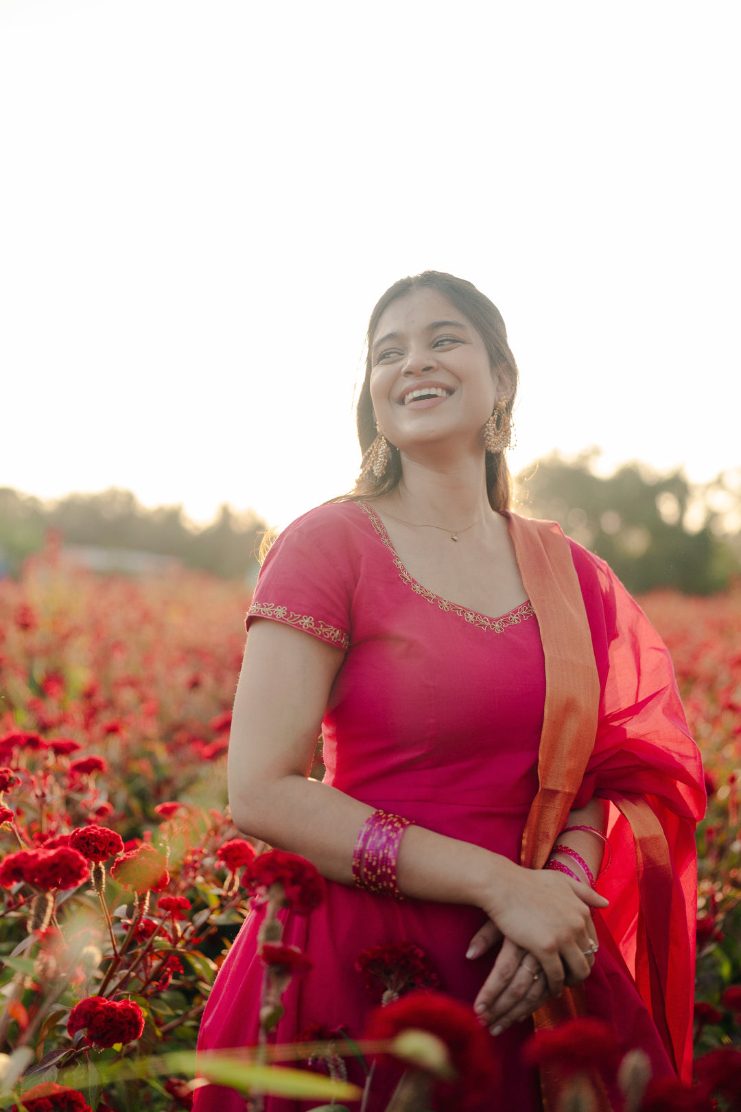 Poorva Anarkali & Dupatta – Festive Traditional Wear | South Indian Ethnic Wear Express | SHOBITAM