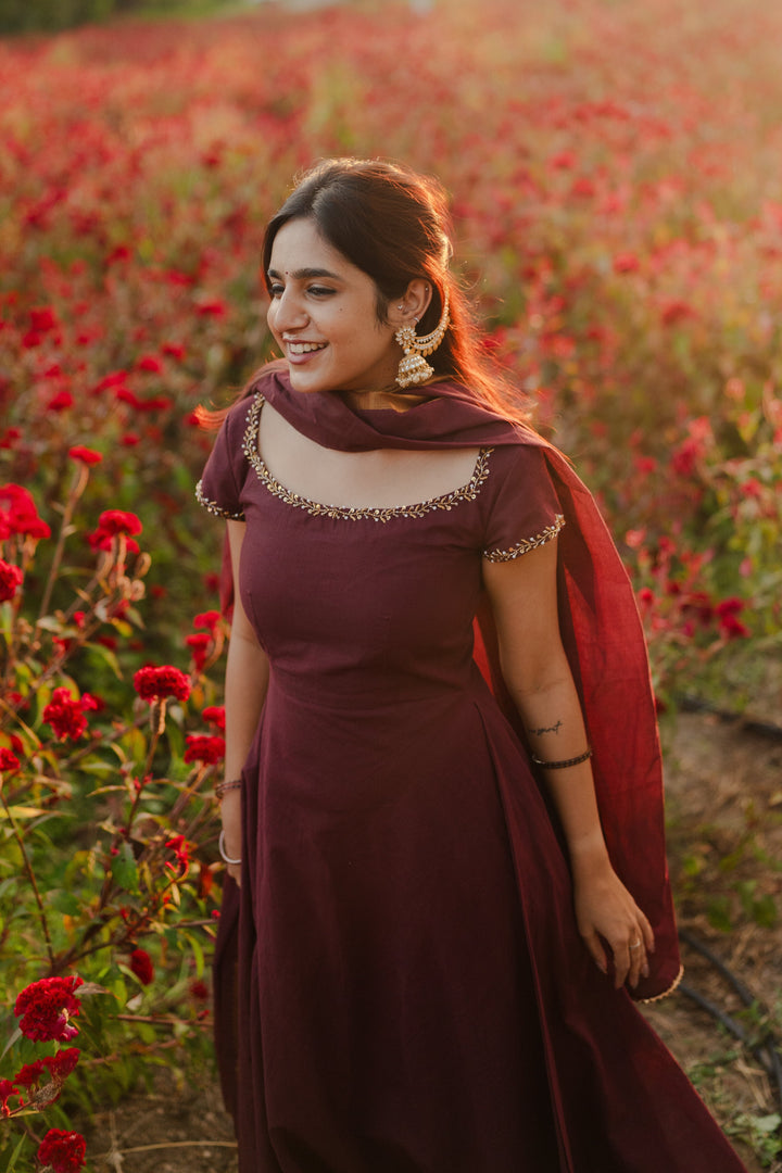 Poorva Anarkali & Dupatta – Festive Traditional Wear | South Indian Ethnic Wear Express | SHOBITAM