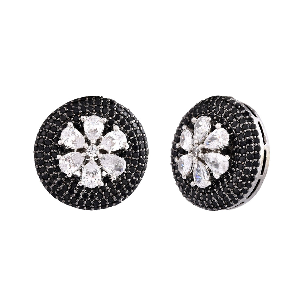 Sparkling Elegance Floral Beauty American Diamond Stud Earrings  | SHOBITAM