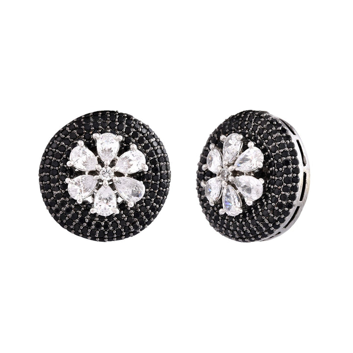 Sparkling Elegance Floral Beauty American Diamond Stud Earrings  | SHOBITAM