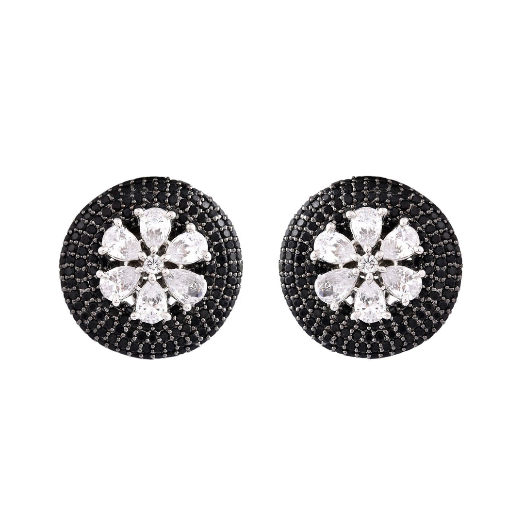 Sparkling Elegance Floral Beauty American Diamond Stud Earrings  | SHOBITAM