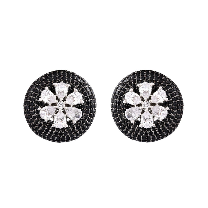 Sparkling Elegance Floral Beauty American Diamond Stud Earrings  | SHOBITAM
