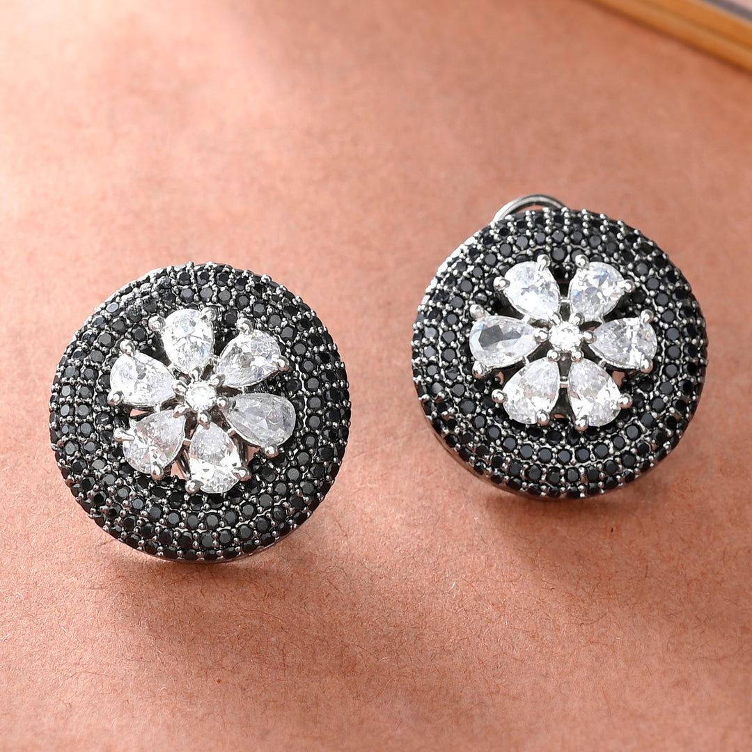 Sparkling Elegance Floral Beauty American Diamond Stud Earrings  | SHOBITAM