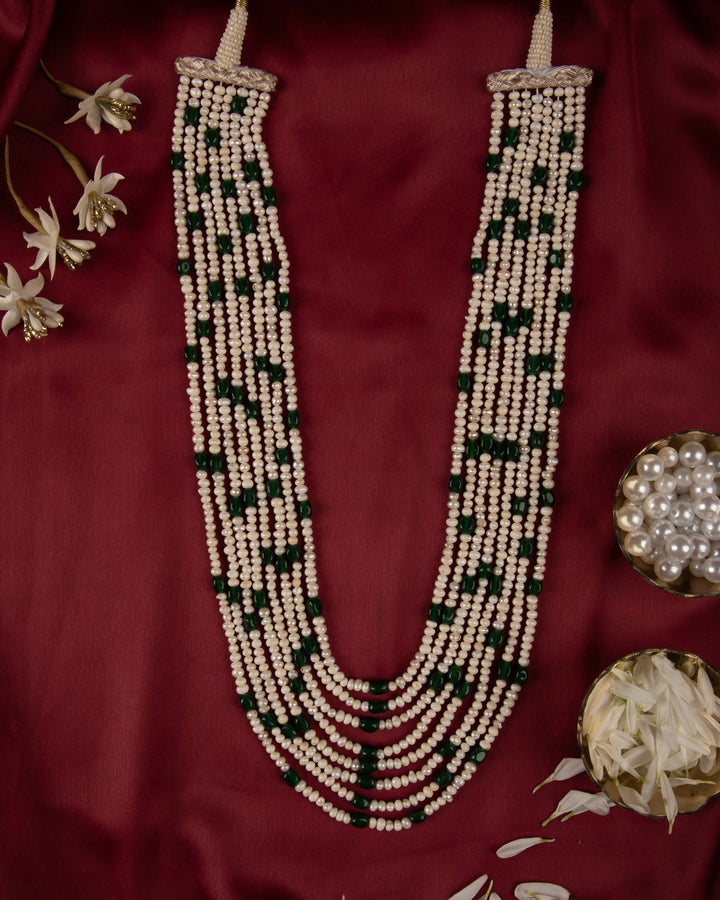 Pravaah – Eight Layer Green Onyx Mala | SHOBITAM