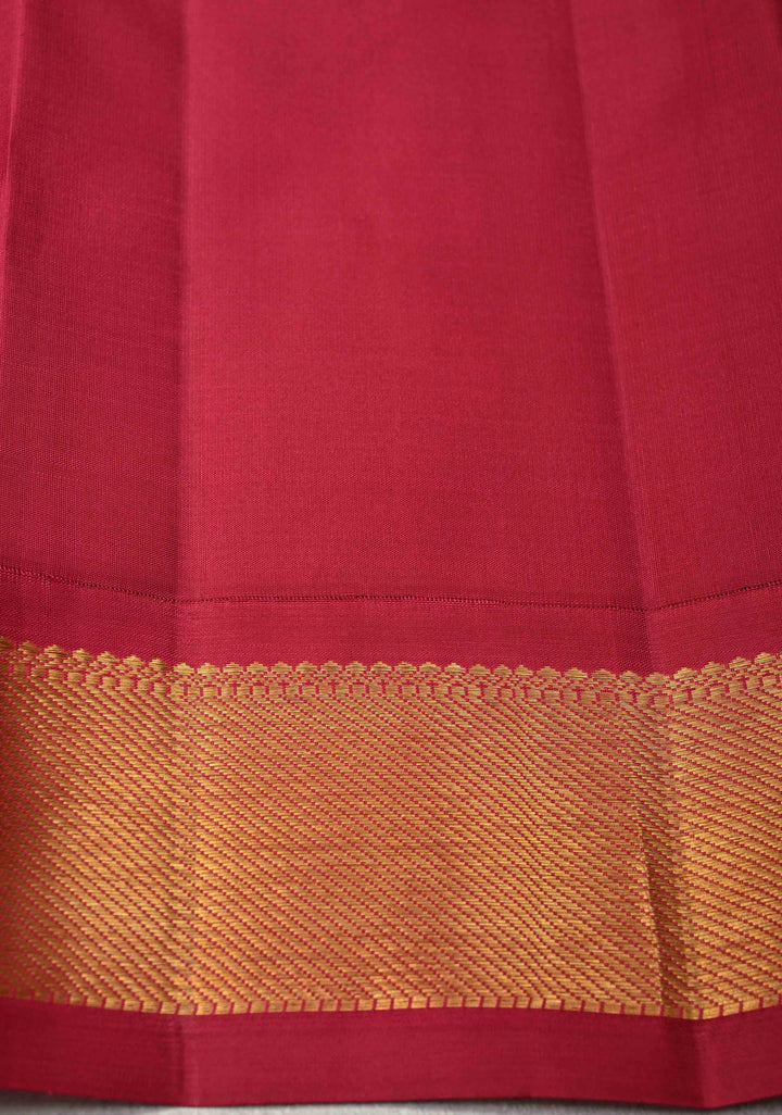 Korvai Weave Kanjivaram Pure Silk Saree in Off White with Ganga Jamuna Short Width Borders | SILK MARK CERTIFIED