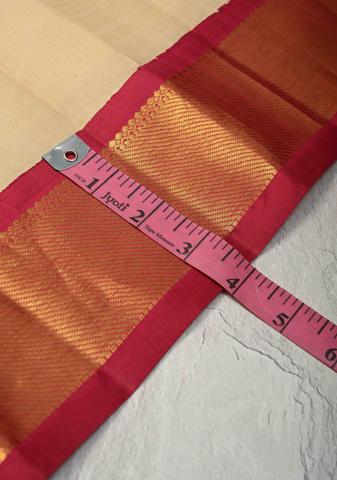 Korvai Weave Kanjivaram Pure Silk Saree in Off White with Ganga Jamuna Short Width Borders | SILK MARK CERTIFIED