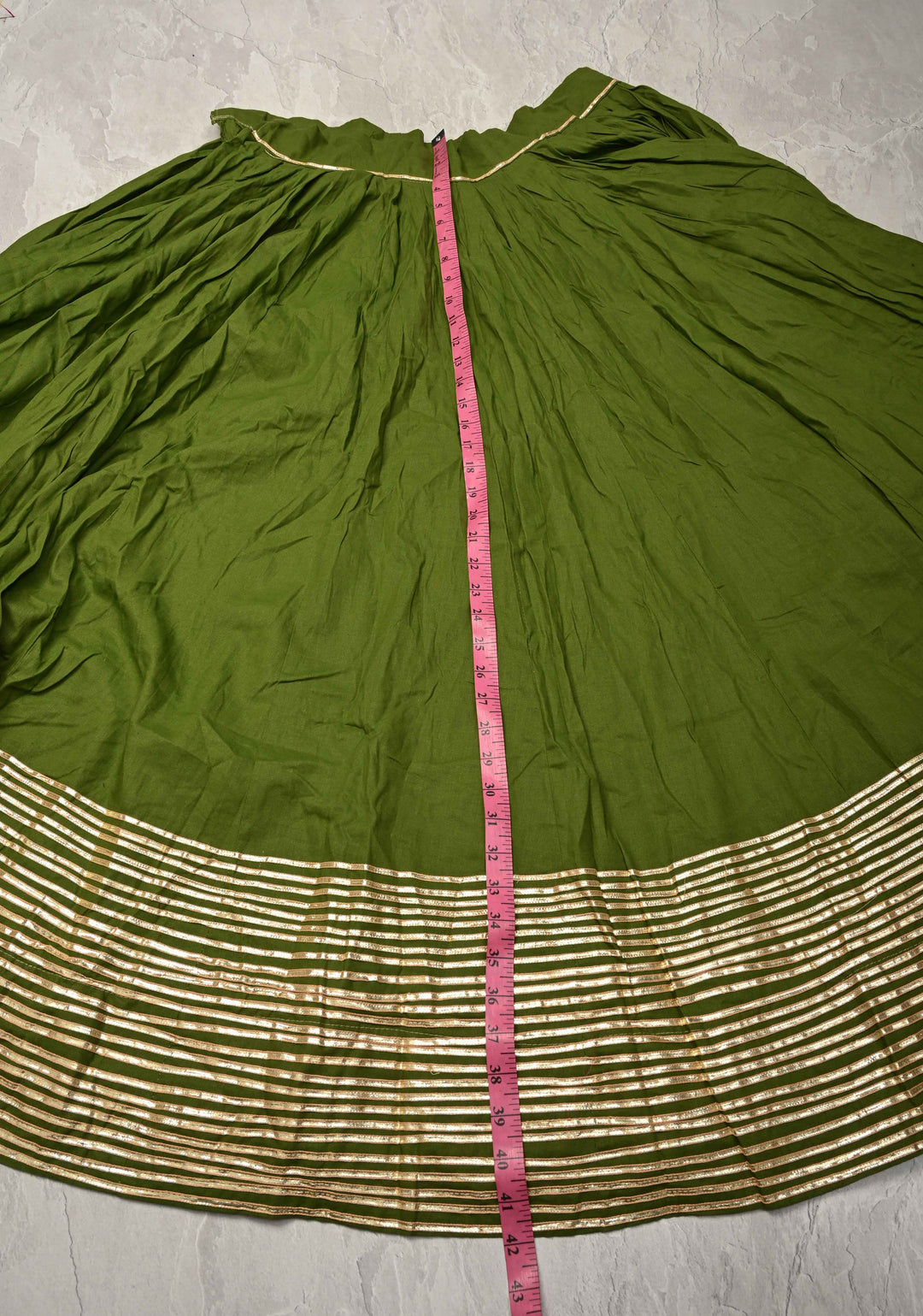 9.25 Meter Mega Flare Kalidaar Sap Green Cotton Skirt with Gotta Border , Ready to ship