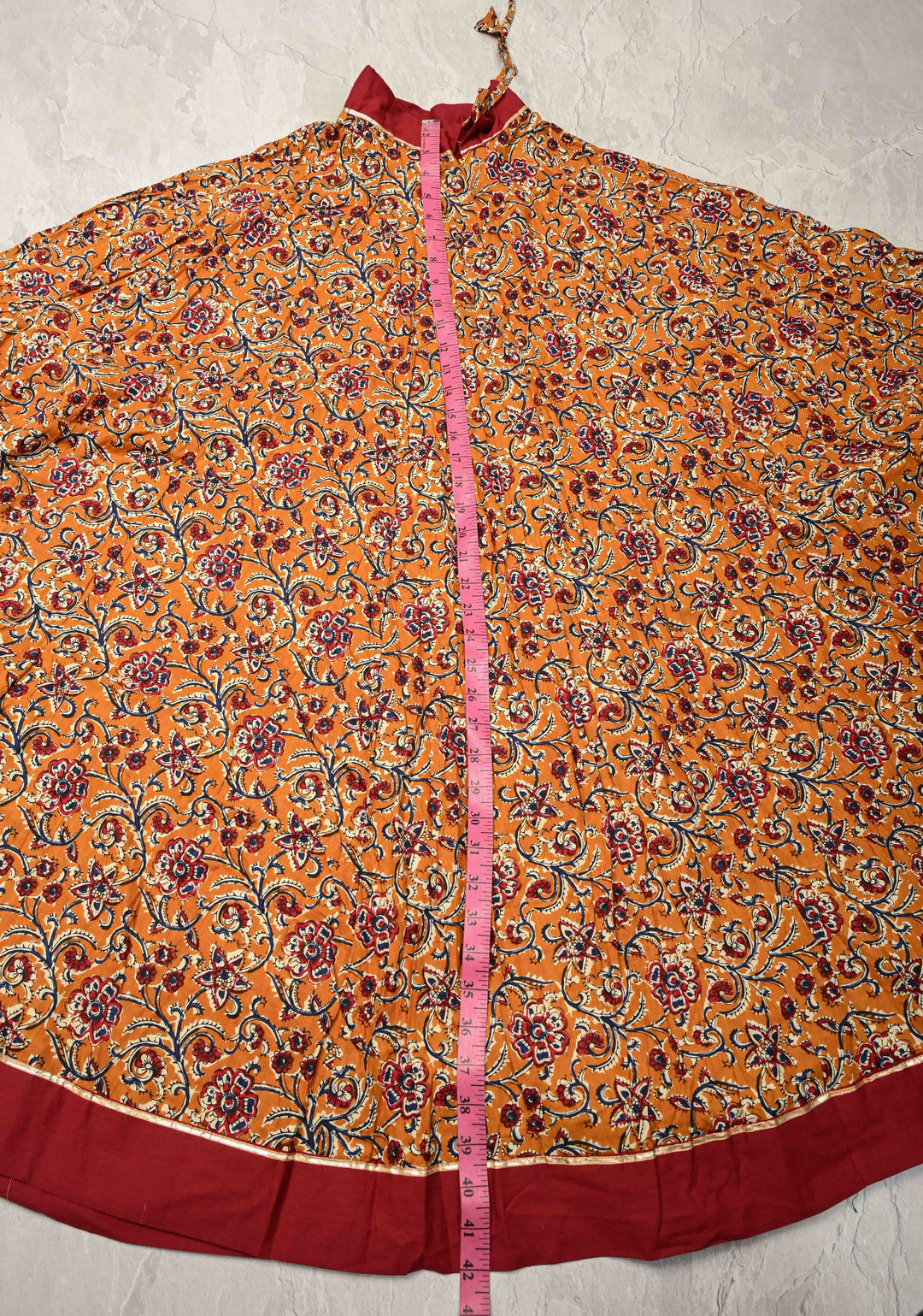 11.5 meter Mega Flare Kalidaar Maroon Cotton Skirt with Ajrakh Hand Block Print and Contrast Border, ready to ship (Copy)