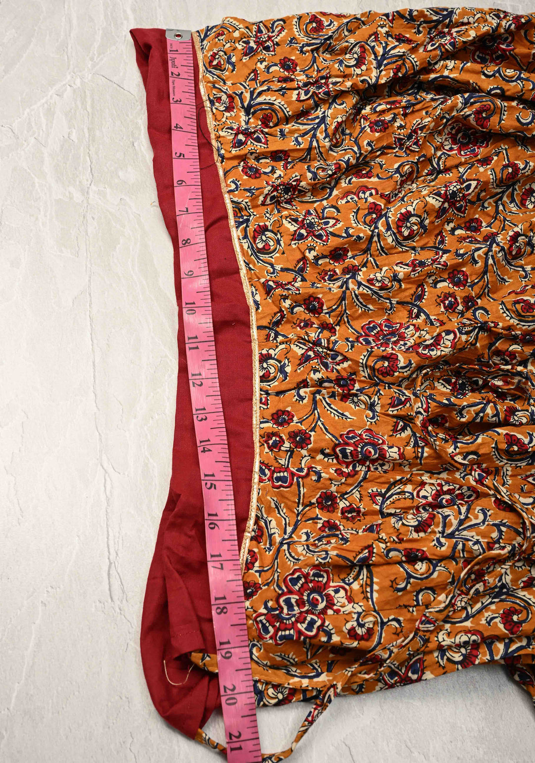 11.5 meter Mega Flare Kalidaar Maroon Cotton Skirt with Ajrakh Hand Block Print and Contrast Border, ready to ship (Copy)