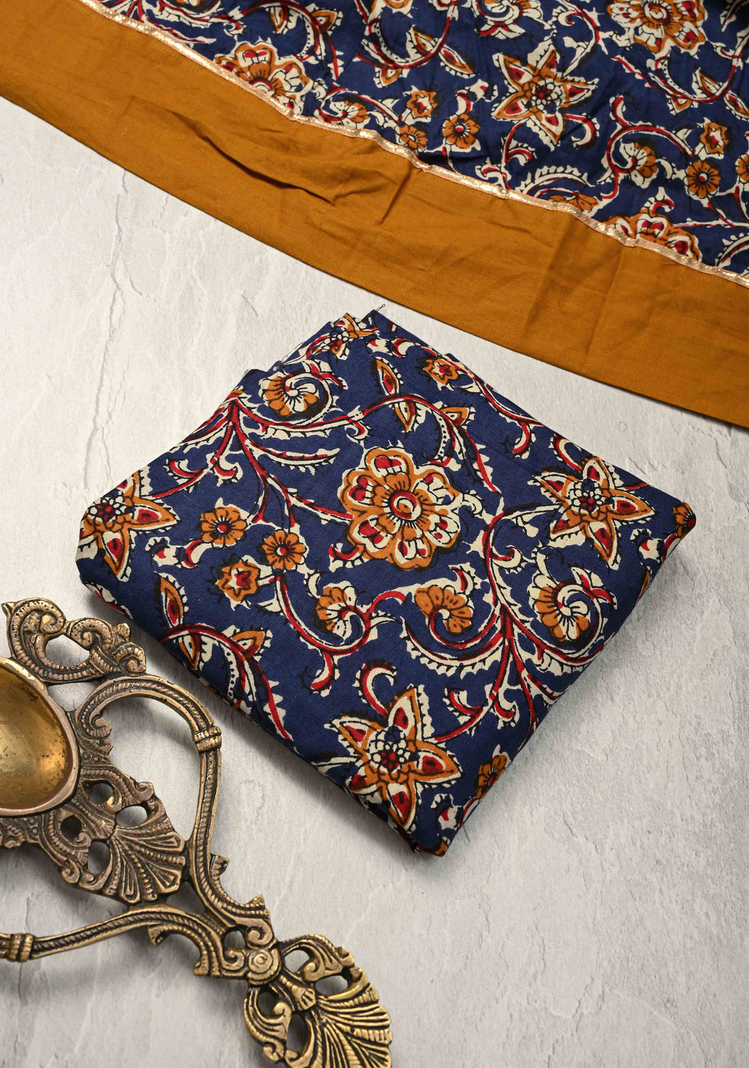 Mega Flare Kalidaar Blue Cotton Skirt with Hand Block Print and Contrast Border , Ready to ship