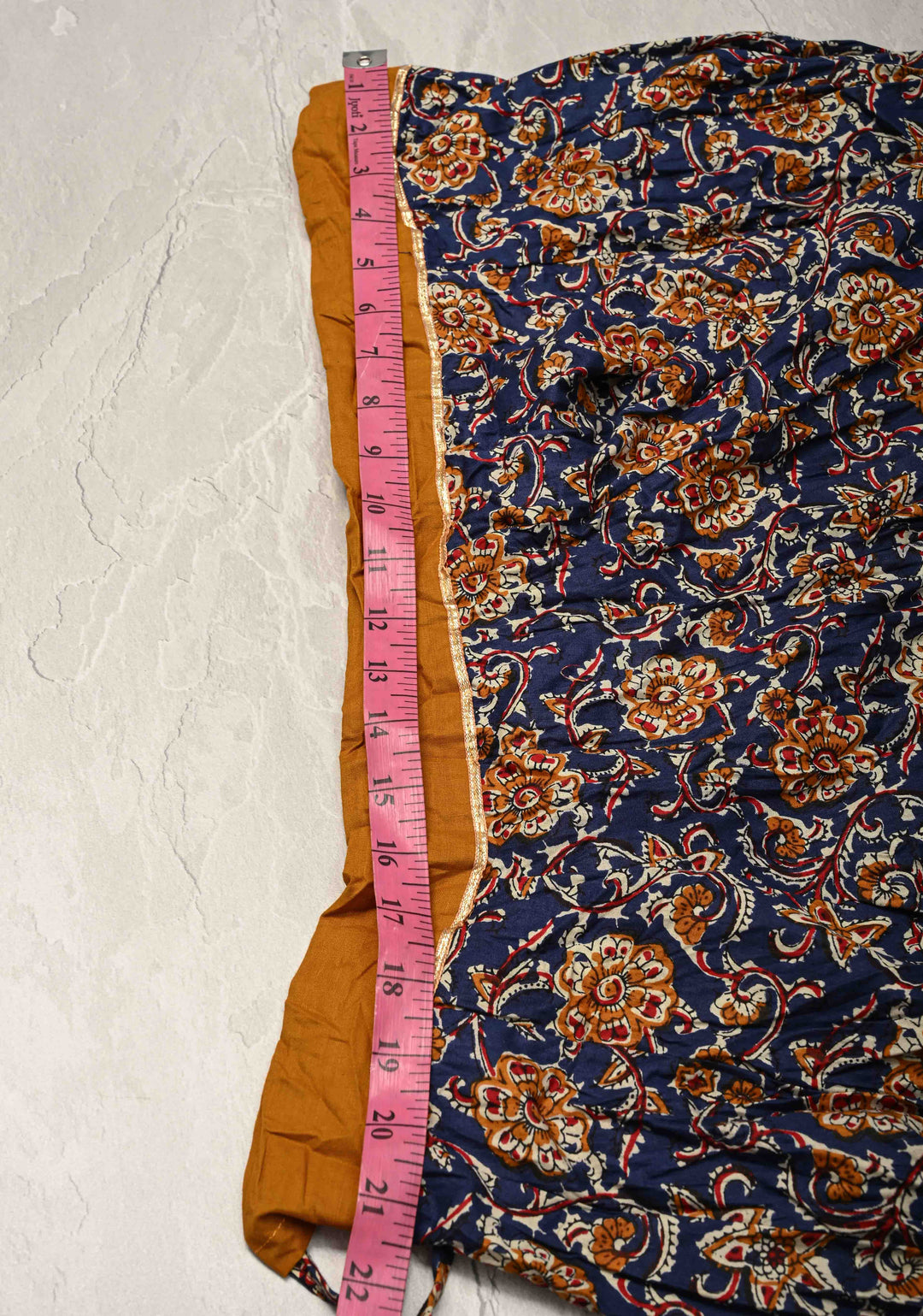Mega Flare Kalidaar Blue Cotton Skirt with Hand Block Print and Contrast Border , Ready to ship