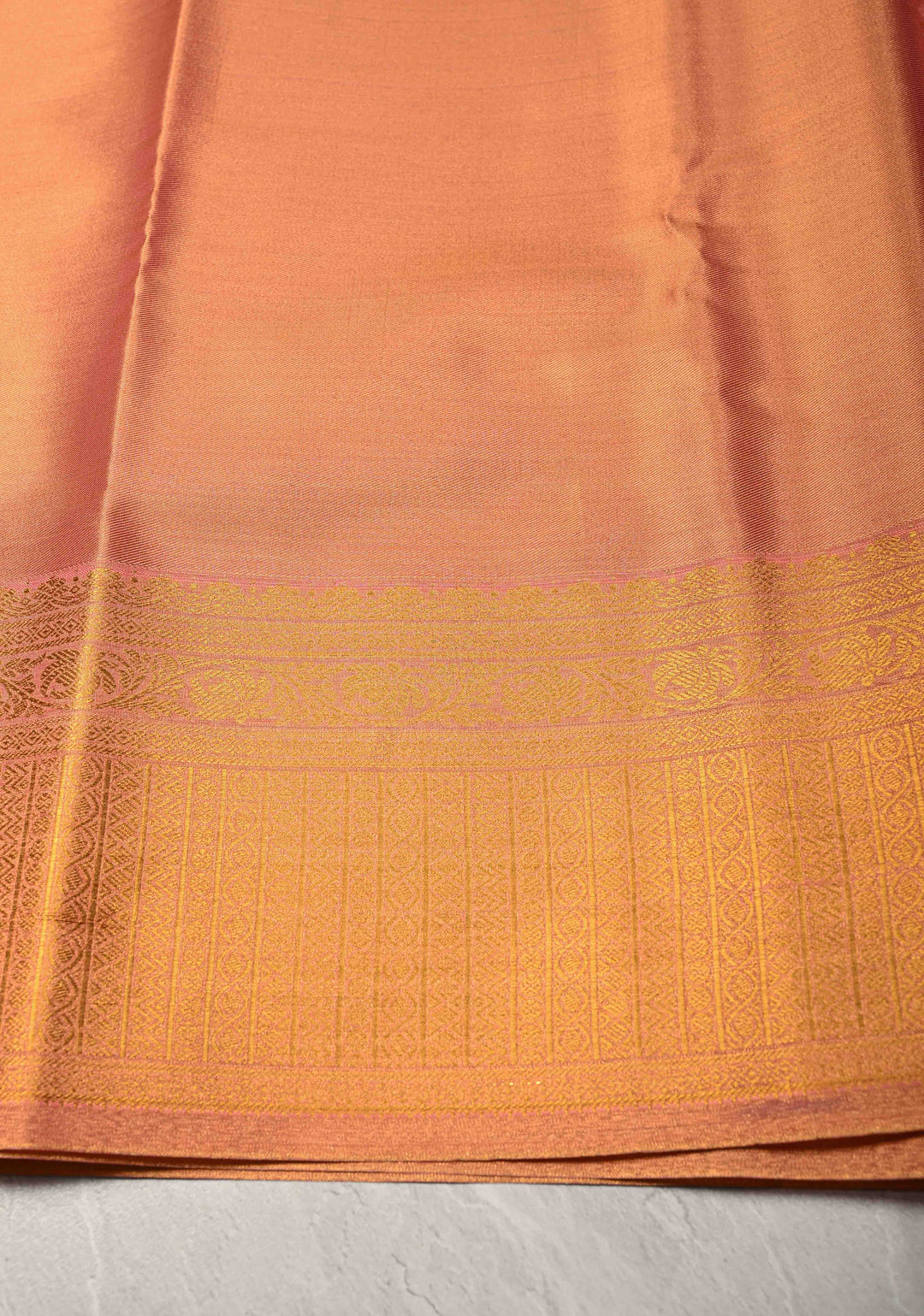 Pink Dual Tone Kanchi Tissue Semi Silk Saree with Tree Motifs with and Zari Border