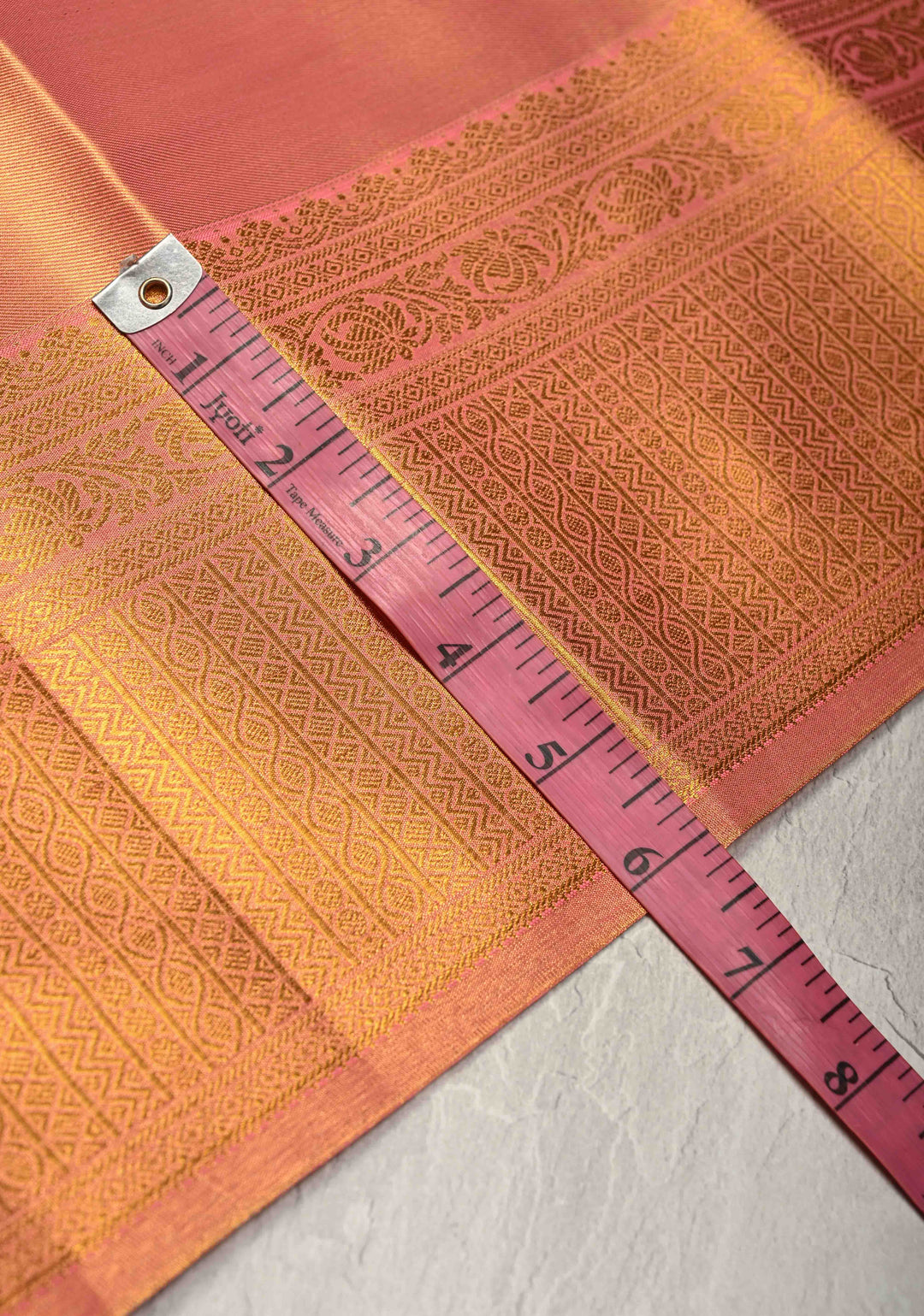 Pink Dual Tone Kanchi Tissue Semi Silk Saree with Tree Motifs with and Zari Border