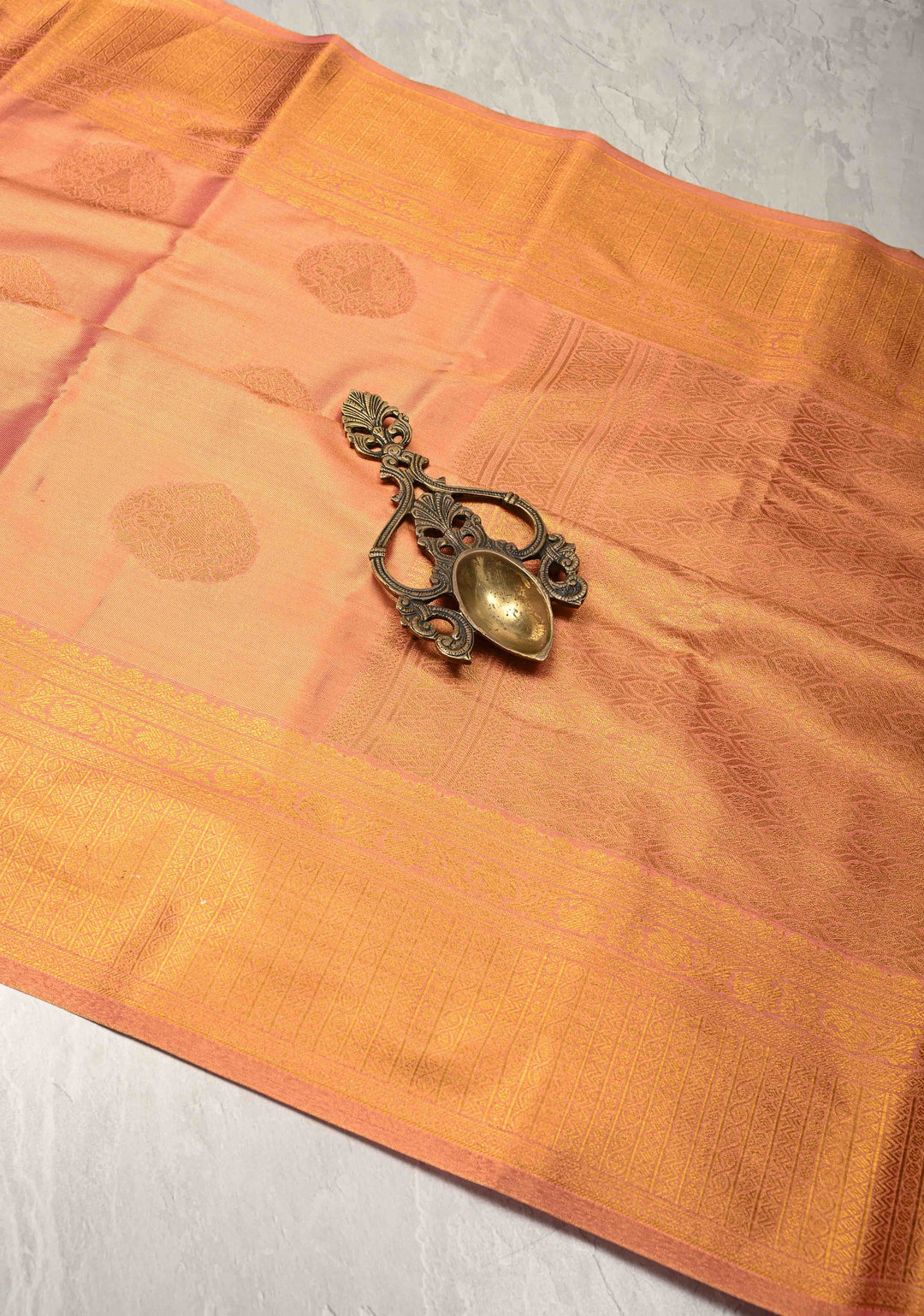 Pink Dual Tone Kanchi Tissue Semi Silk Saree with Tree Motifs with and Zari Border