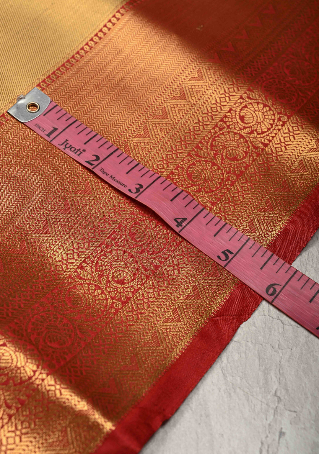 Gold Kanchi Tissue Semi Silk Saree with Contrast Zari Border