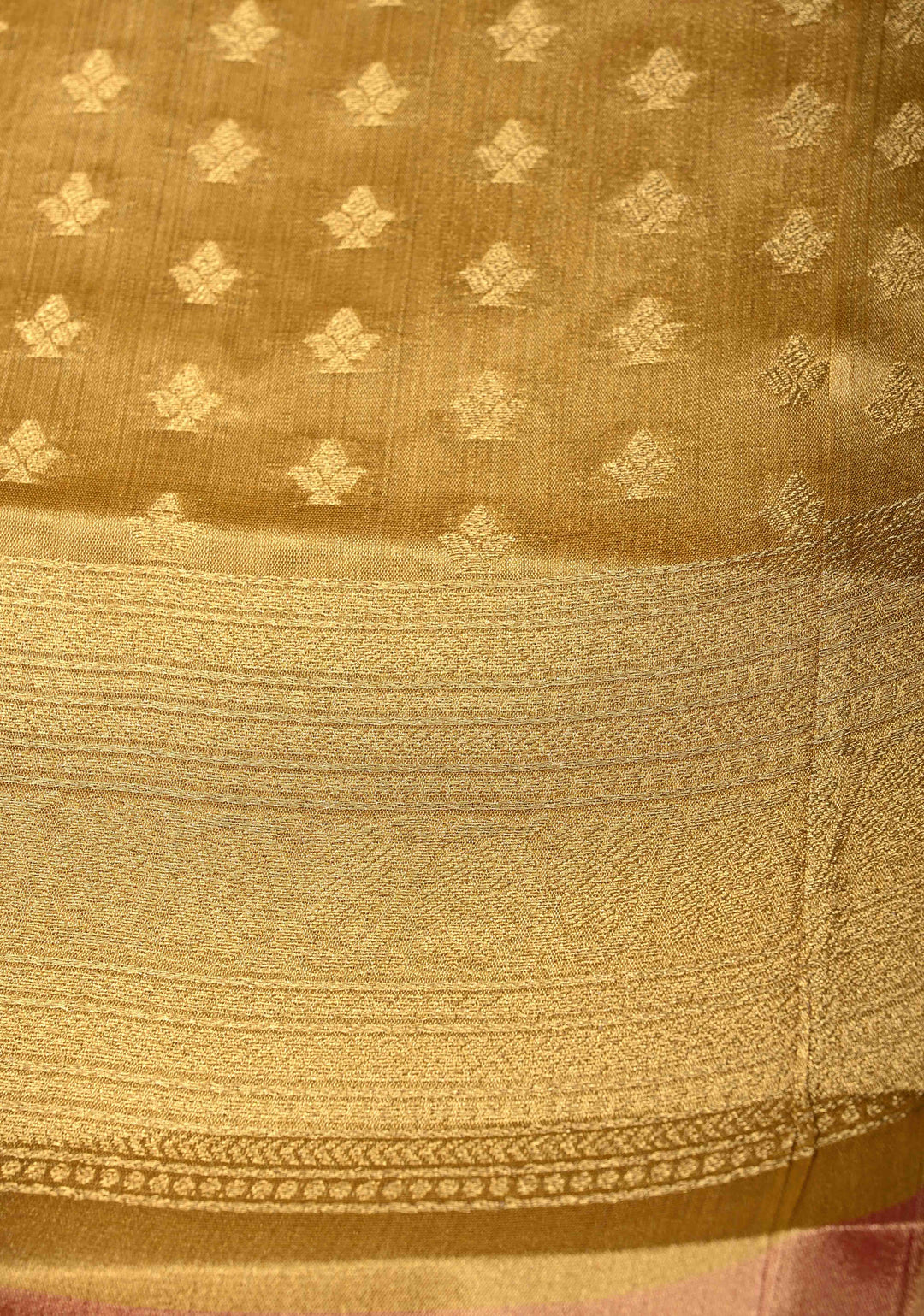 Gold Kanchi Tissue Semi Silk Saree with Elephant Buttas with and Zari Border