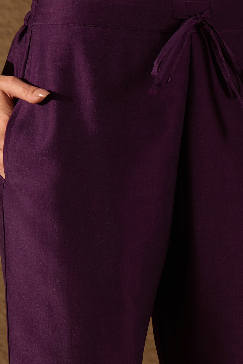 Purple Silk Blend Ethnic Motifs Printed Straight Kurta Sets | SHOBITAM