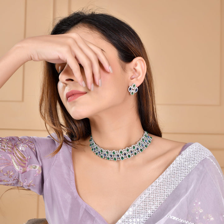 Starlight Aurora Choker Necklace Set | SHOBITAM