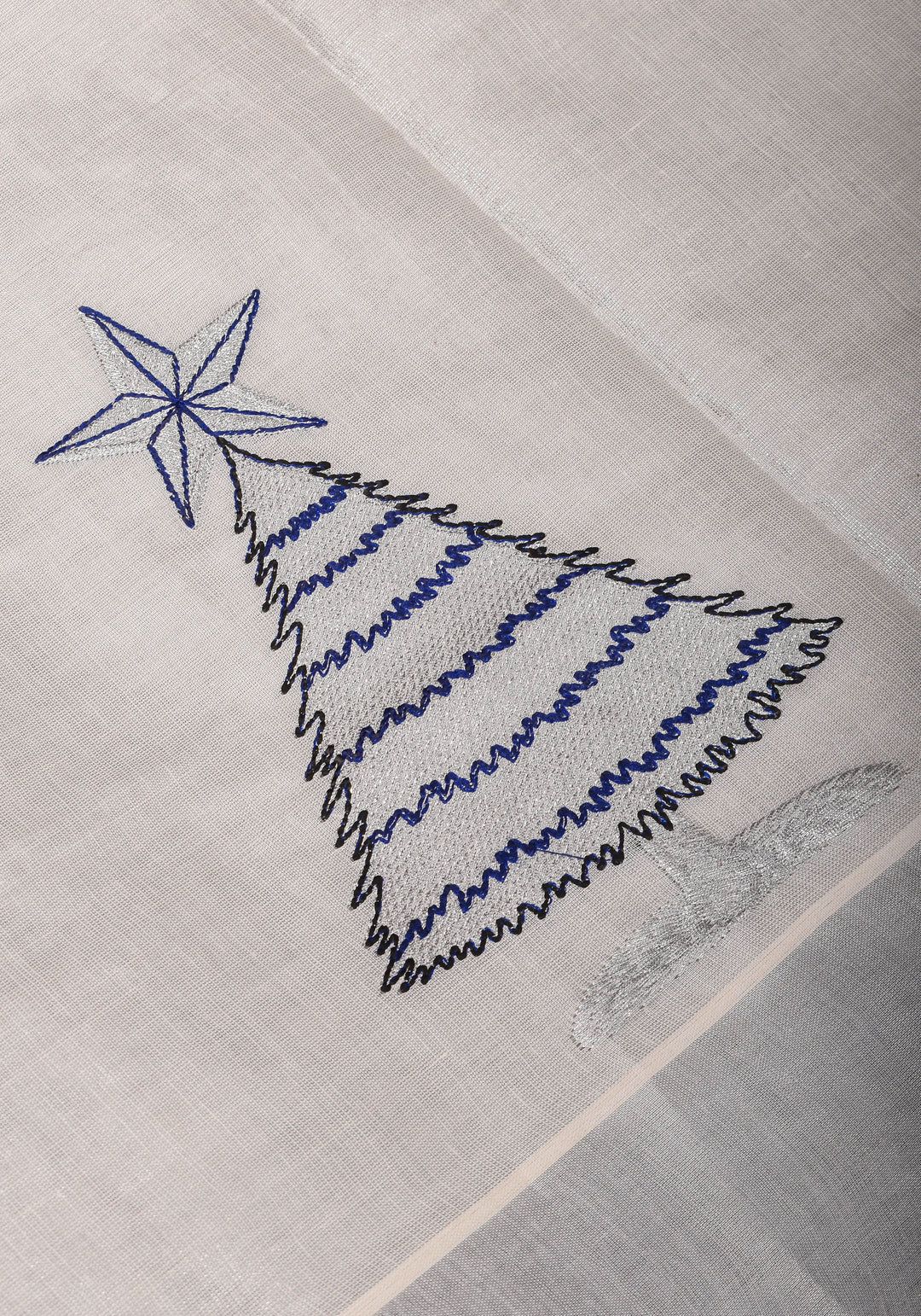 Kerala Tissue Cotton Saree with Xmas tree motifs and Zari border