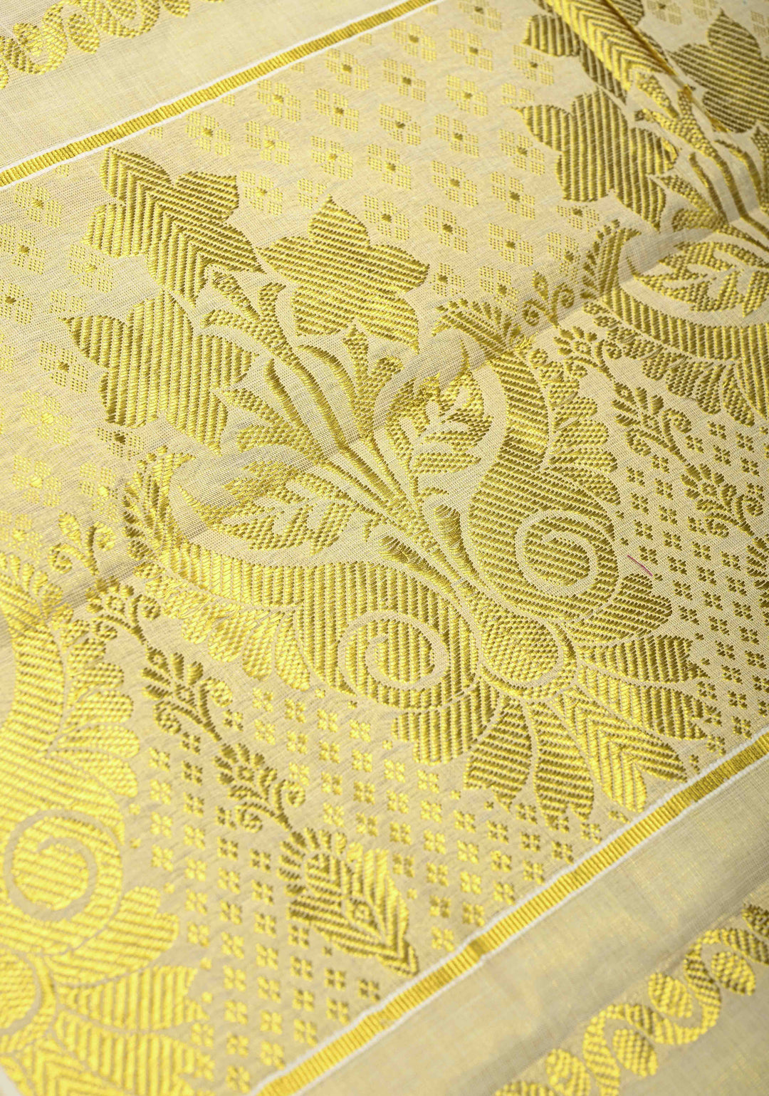 Beige Tissue Cotton Saree with Panel Zari Stripes