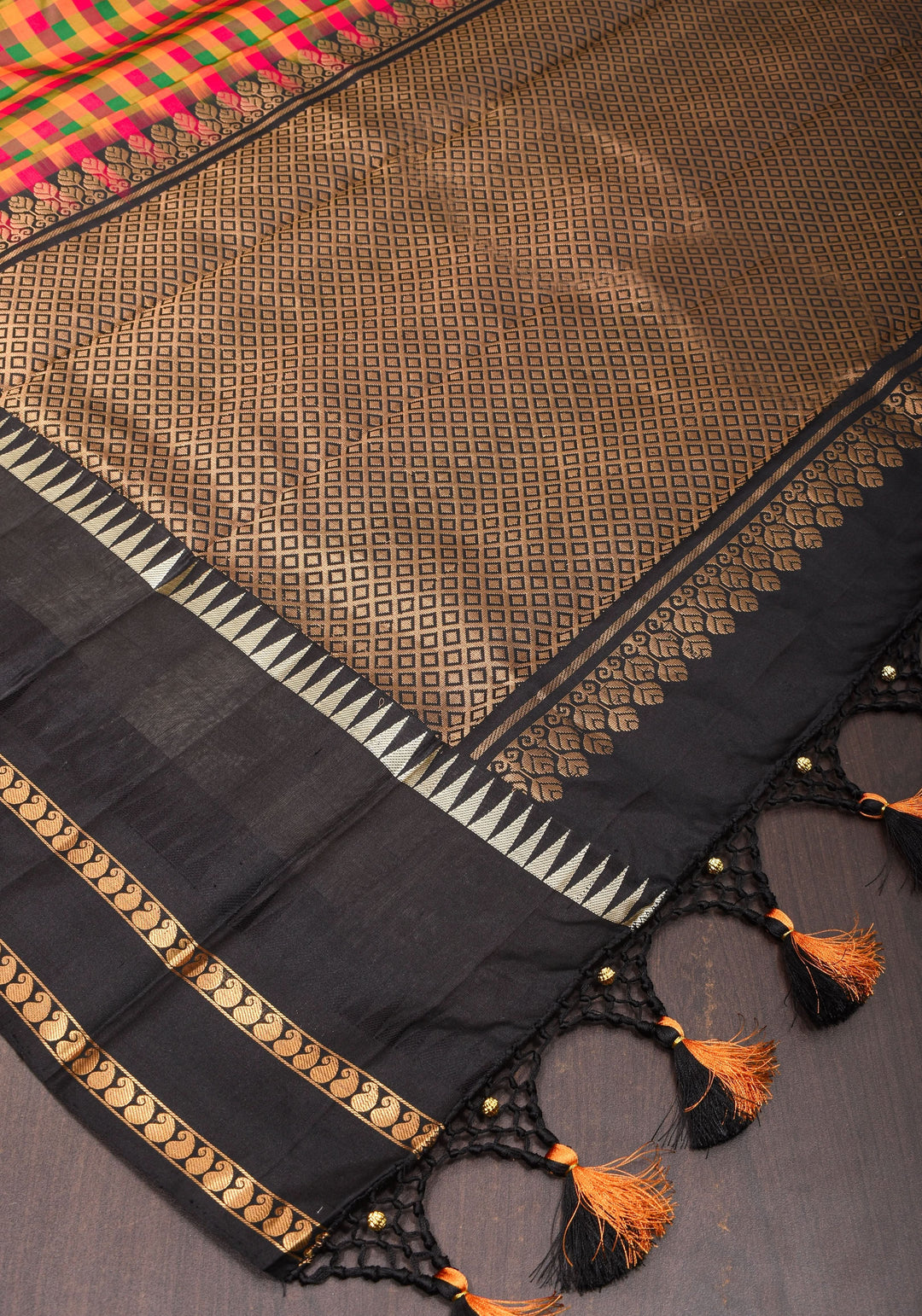 Exquisite Classic Kanjeevaram Multicolor Checks Saree in 9" Border | SILK MARK CERTIFIED