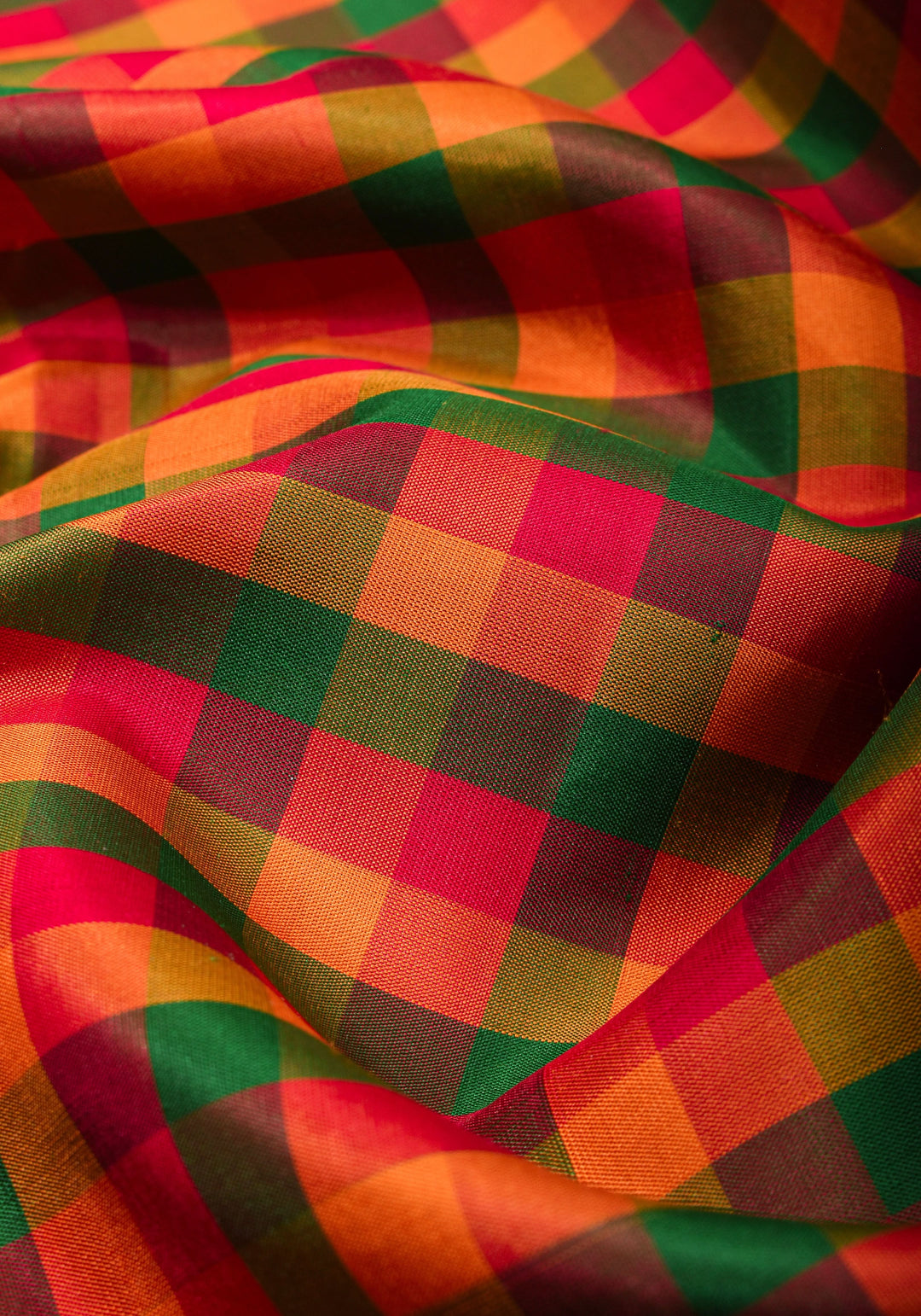 Exquisite Classic Kanjeevaram Multicolor Checks Saree in 9" Border | SILK MARK CERTIFIED