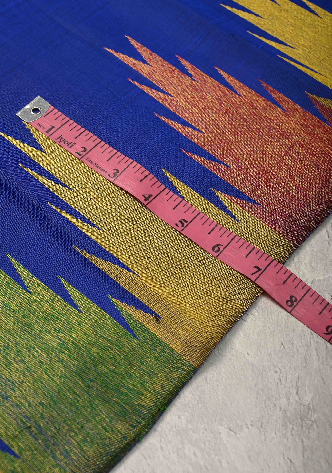 Authentic Kanjivaram Silk Saree in Sapphire Blue with Multi Color Temple Border with Grand Pallu | SILK MARK CERTIFIED