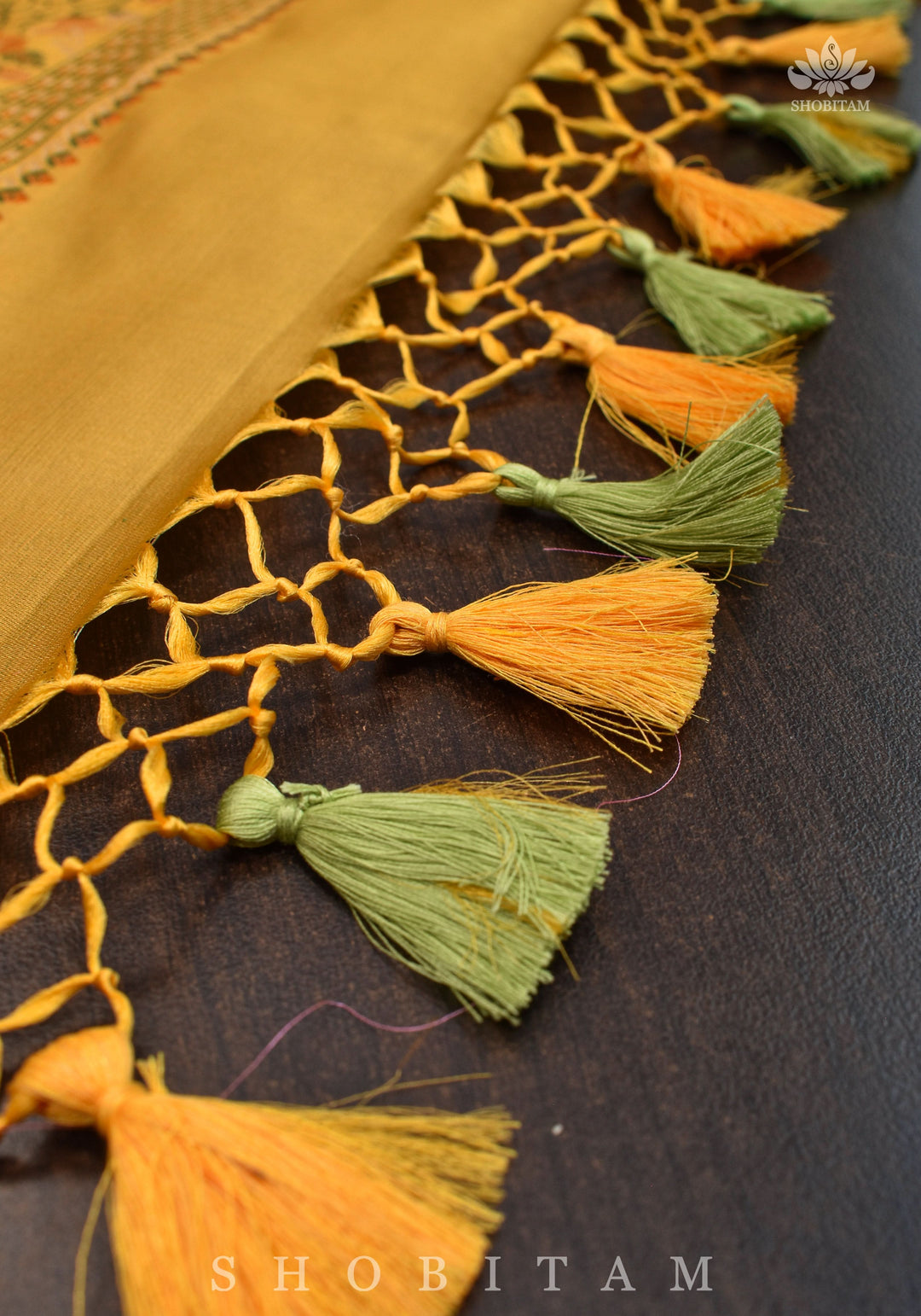 Exquisite Tanchoi Floral Banarasi Saree in Pure Silk Satin in Pale Mustard | SILK MARK CERTIFIED