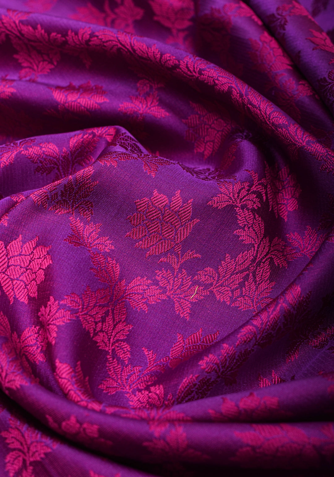 Purple Exquisite Tanchoi Floral Banarasi Saree in Pure Silk Satin with Zari detailing | SILK MARK CERTIFIED