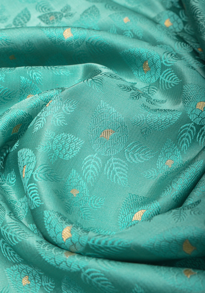 Aqua Blue Exquisite Tanchoi Banarasi Silk Saree in Pure Satin with Zari Meena I SILK MARK CERTIFIED