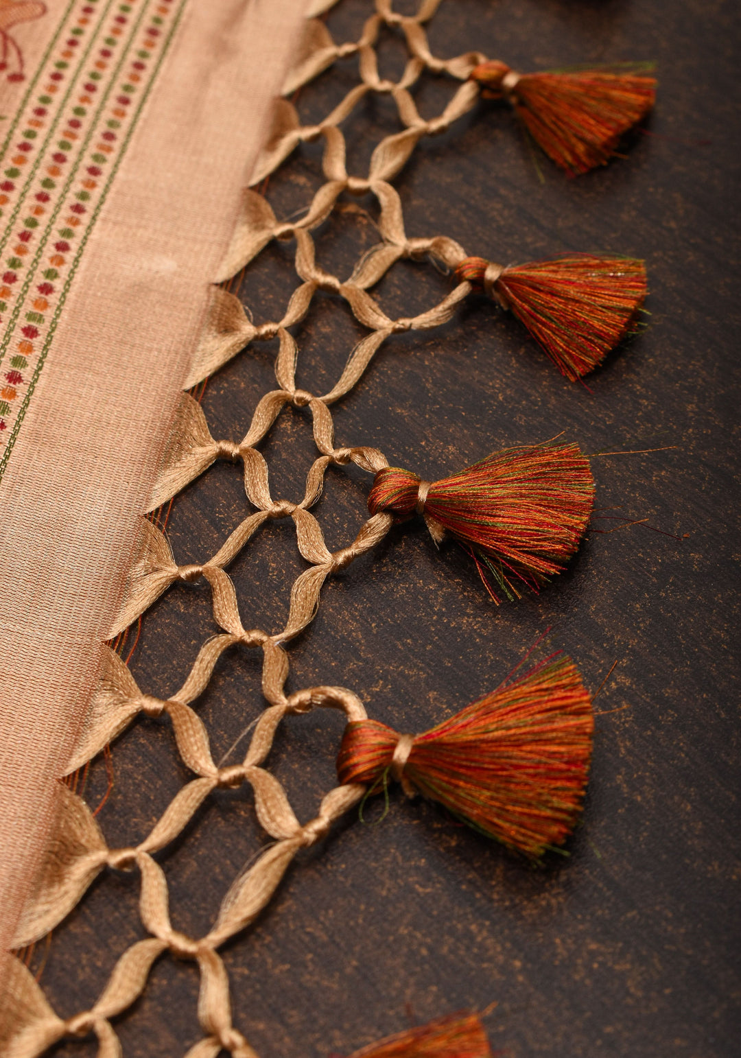 Dark Beige Tanchoi Floral Banarasi Saree in Pure Silk Satin  | SILK MARK CERTIFIED