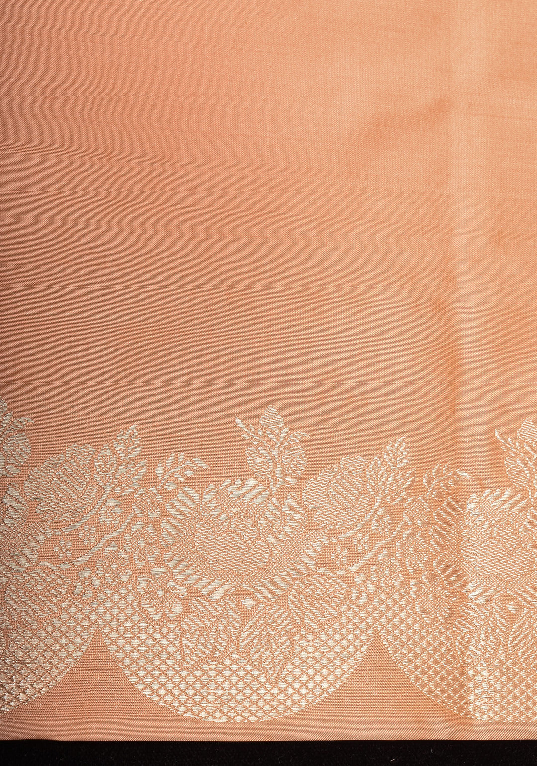 Peach Banarasi Katan Silk Saree with Zari Buttas Scallop border | SILK MARK CERTIFIED