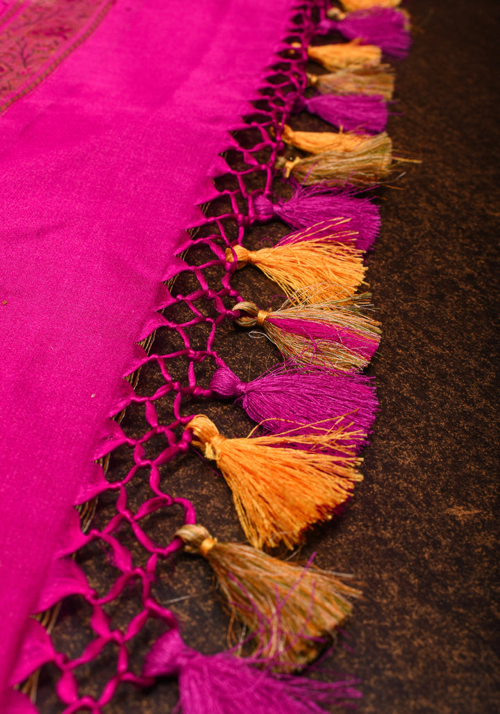 Rani Pink Tanchoi Floral Banarasi Silk Saree in Pure Silk Satin   | SILK MARK CERTIFIED