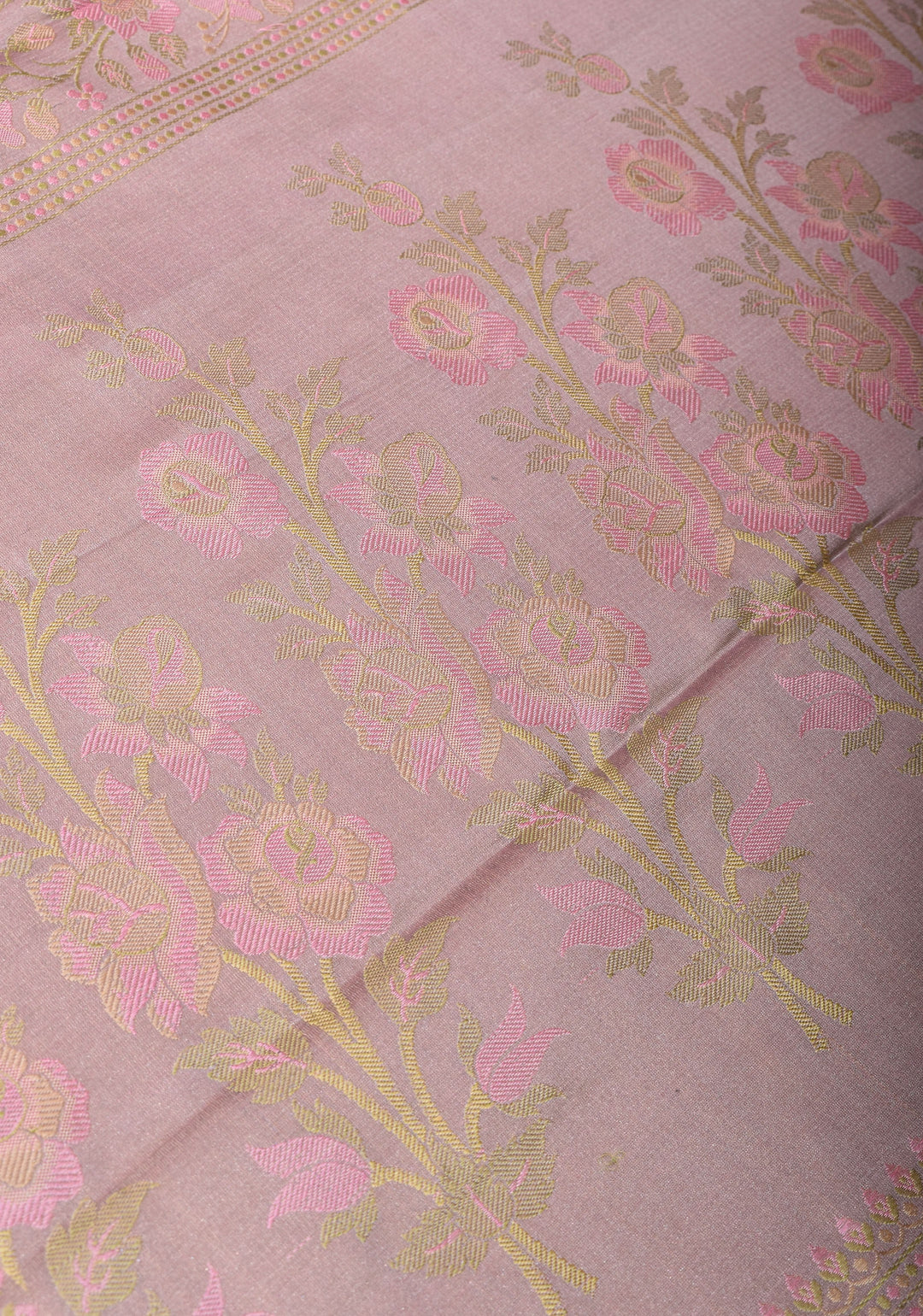 Gray Lavender Tanchoi Satin silk Saree with Floral Weave Design | SILK MARK CERTIFIED