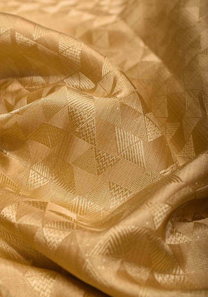 Elegant Golden Banarasi Silk Saree with Subtle Textured tanchoi weave and zari borders| SILK MARK CERTIFIED