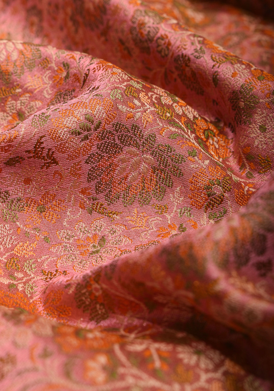 Delicate Pink Banarasi Silk Saree with Floral Patterns and Subtle Tassels| SILK MARK CERTIFIED